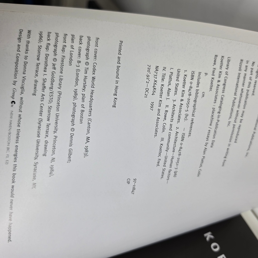 Koetter Kim & Associates Place Time 1997 Architecture Rizzoli Softcover Book - Picture 6 of 6